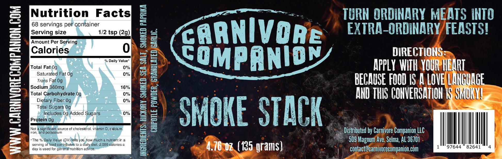 Smoke Stack - 4.76 Oz Bottle | 4 SIMPLE Ingredients Seasoning - Carnivore Companion